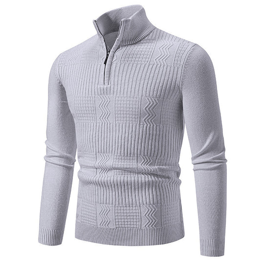 Herren Strickpullover mit modernem Stehkragen und strukturiertem Design EB