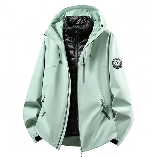 Unisex wetterfeste dreiteilige Softshelljacke mit abnehmbarer Steppinnenjacke und Kapuze EB
