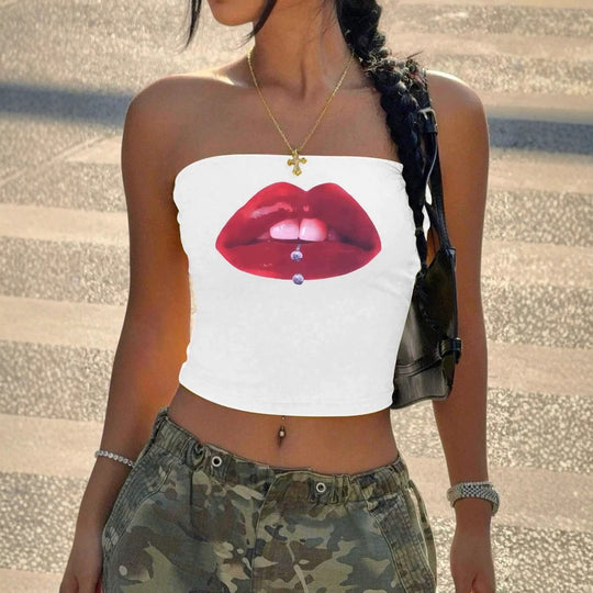 Damen Bandeau-Top mit elastischem Material und figurbetontem Schnitt EB