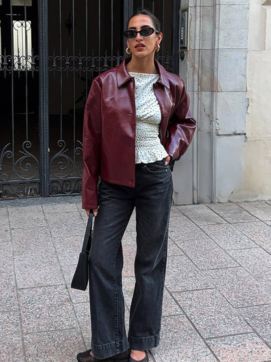 Damen Kunstlederjacke mit eleganter Passform EB