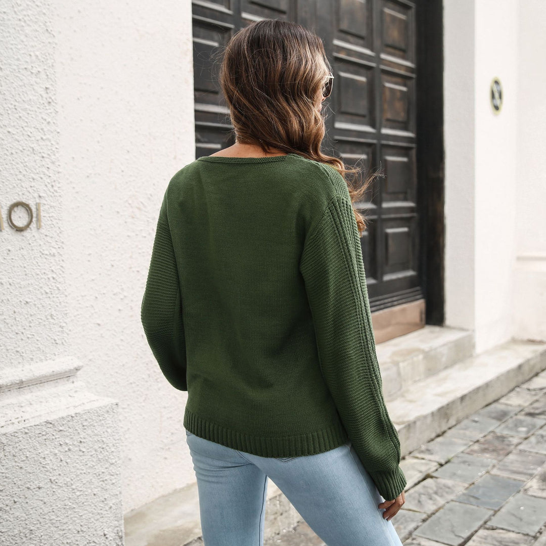 Damen Strickpullover mit V-Ausschnitt und strukturiertem Design EB