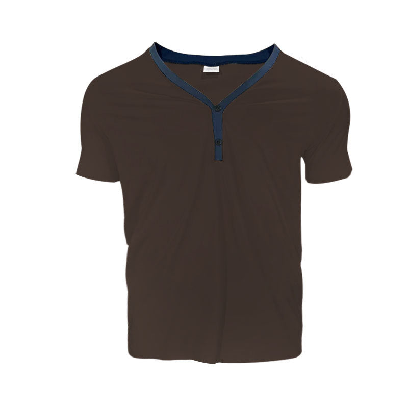 Herren Kurzarmshirt mit modernem V-Ausschnitt und Knopfleiste EB