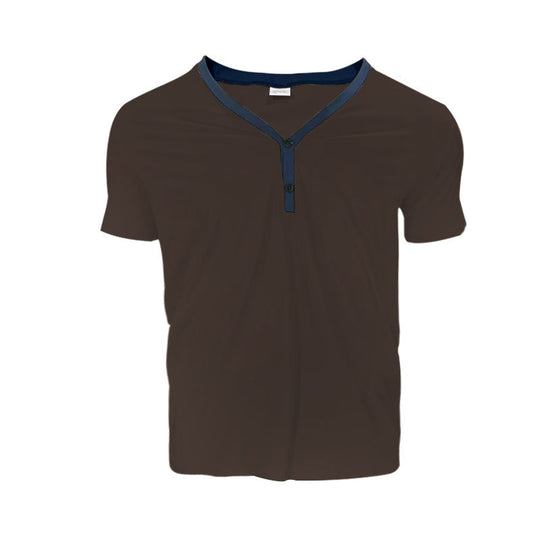 Herren Kurzarmshirt mit modernem V-Ausschnitt und Knopfleiste EB