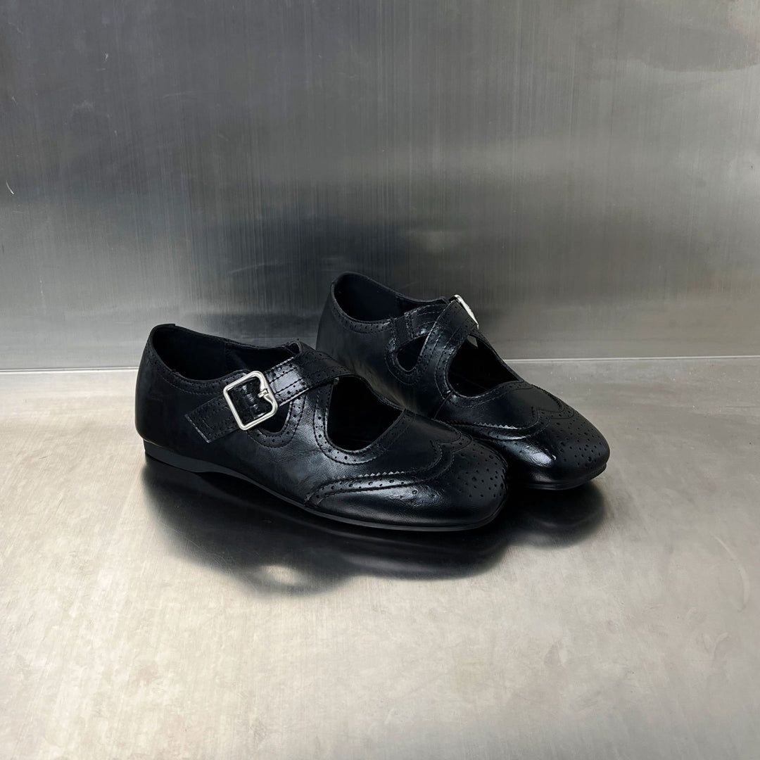 Damen elegante Ballerinas mit modischer Schnallenverzierung und atmungsaktivem Innenfutter EB
