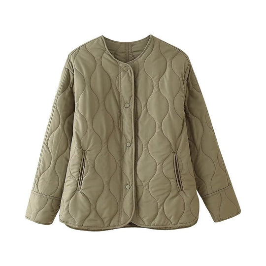 Damen gesteppte Übergangsjacke mit hohem Kragen und praktischen Taschen EB