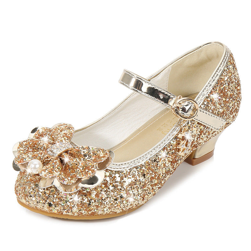 Mädchen Glitzernde Ballerinas mit Schleifenapplikation EB