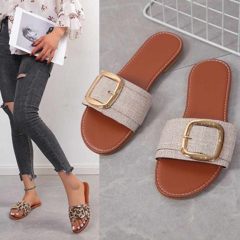 Damen modische Slipper mit eleganter Schnallen-Details EB