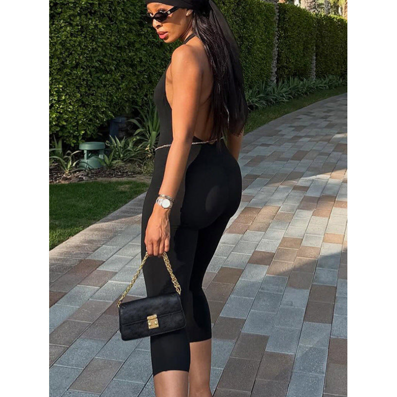 Damen Eleganter und figurbetonter Jumpsuit mit hochgeschlossenem Kragen EB