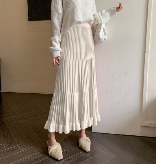 Damen Plisseerock mit voluminösem Saum EB
