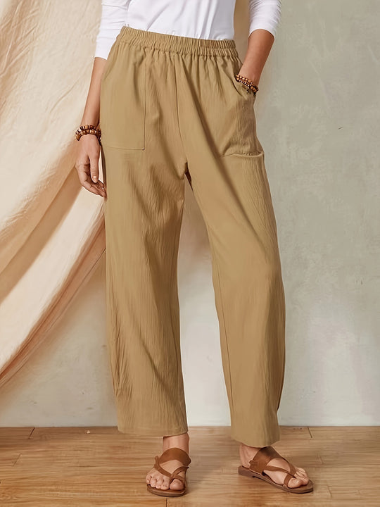 Damen Elegante Freizeithose mit elastischem Bund und praktischen Taschen EB