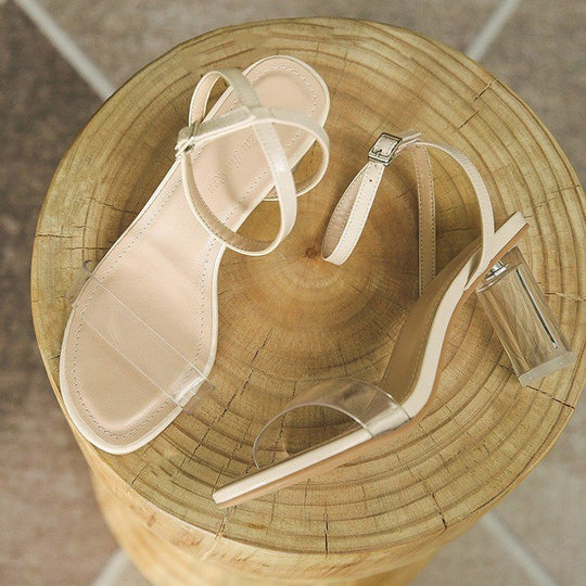 Damen Transparente Riemchen-Sandalen mit elegantem Blockabsatz EB