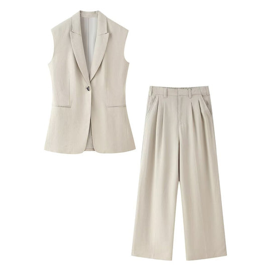 Damen weit High-Waist Hose mit eleganter Faltenlegung und komfortablem Schnitt EB