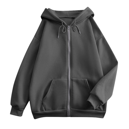 Unisex nan extraweiche oversized Zip-Hoodie mit Kängurutaschen, Kapuze mit Kordelzug und gerippten Bündchen EB