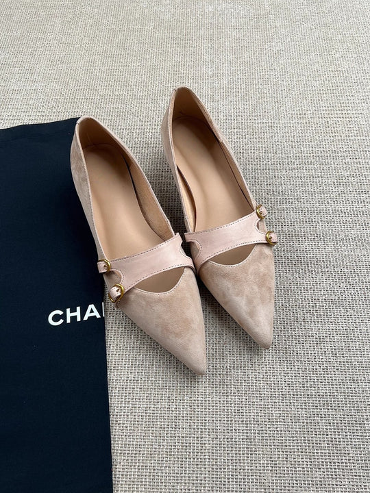Damen Slingback-Ballerinas mit dekorativer Schnallenakzent und eleganter Lederoberfläche EB