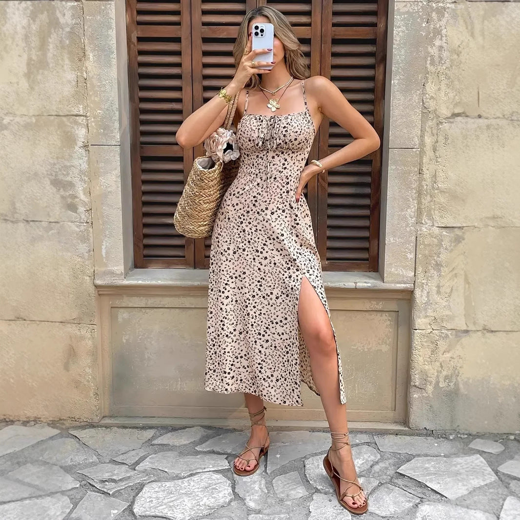 Damen Maxikleid mit Floralprint und verstellbaren Trägern EB