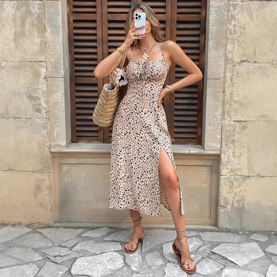 Damen Maxikleid mit Floralprint und verstellbaren Trägern EB