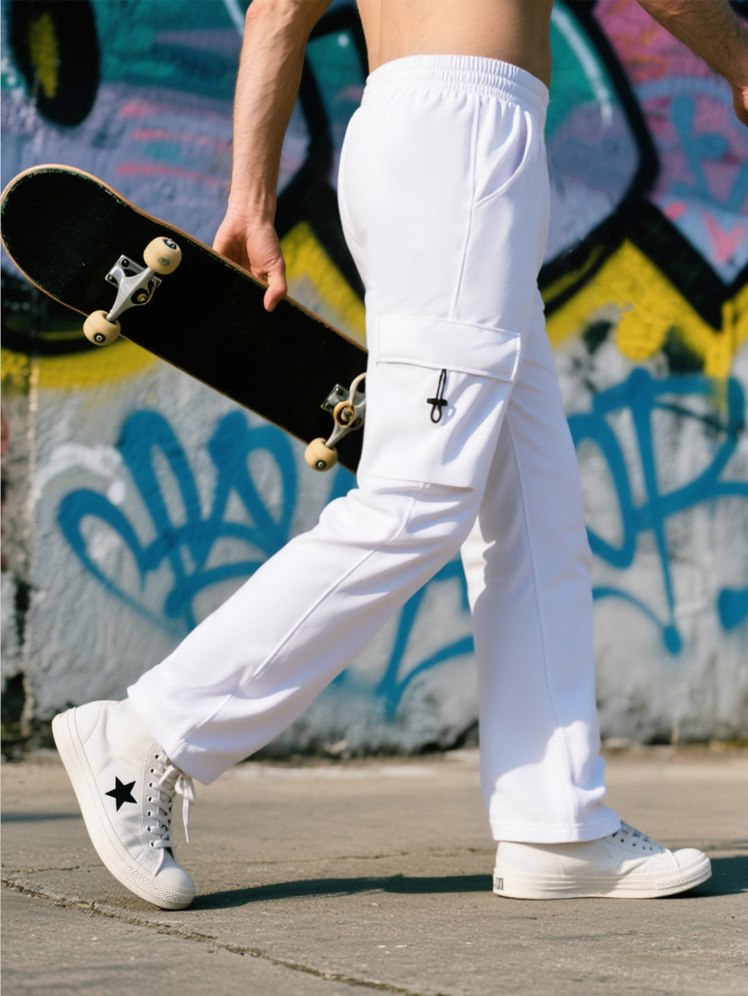 Herren Relaxed-Fit Cargo-Jogginghose mit elastischem Bund, Klapptasche & Tunnelzug EB