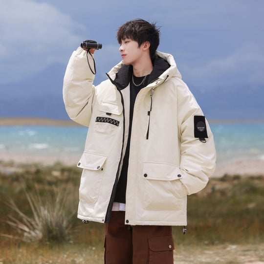 Herren isolierte Outdoor-Pufferjacke mit multifunktionalen Taschen und verstellbarem Kapuzensystem EB