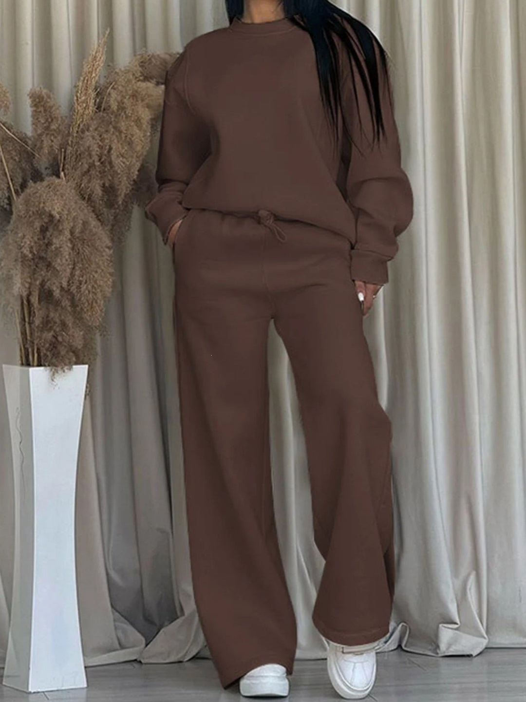 Damen nan lässiges Oversize Sweatshirt und weite Jogginghose Set EB