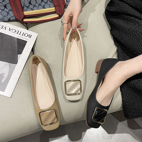Damen elegante Ballerinas mit modischem Quadrat-Detail EB