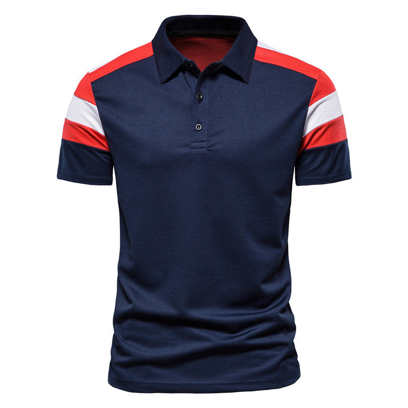 Herren Poloshirt mit modernem Farbblockdesign und atmungsaktiver Baumwollmischung EB