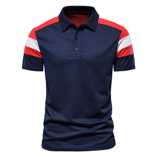 Herren Poloshirt mit modernem Farbblockdesign und atmungsaktiver Baumwollmischung EB