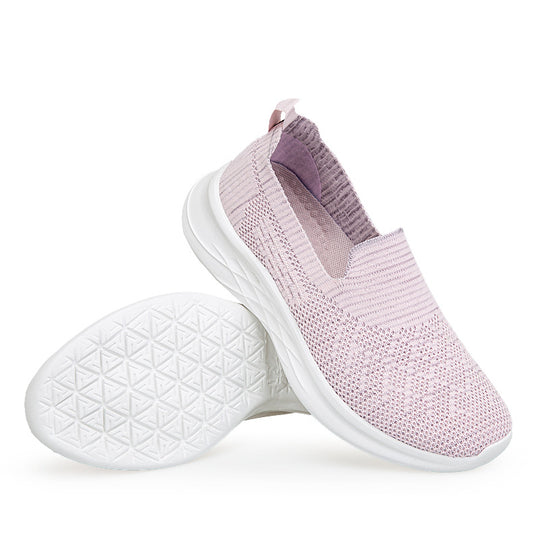 Damen Komfortable Slip-On Laufschuhe mit atmungsaktiver Strickoberfläche EB