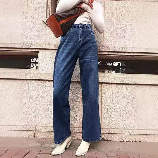 Damen Weit geschnittene high-waist Jeans mit klassischem Look EB