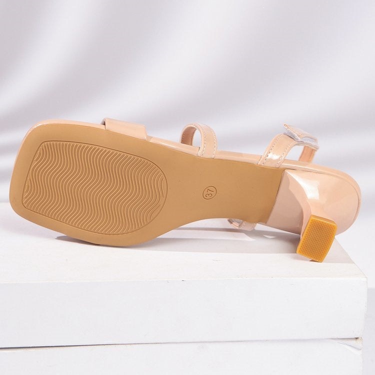 Damen elegante Slingback Sandalen mit modischem Blockabsatz EB