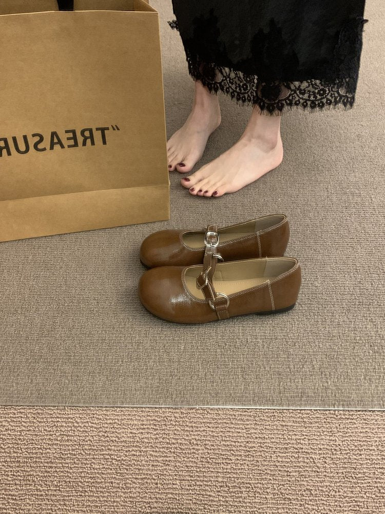 Damen elegante Ballerinas mit modischem Riemchen und komfortablem Fußbett EB