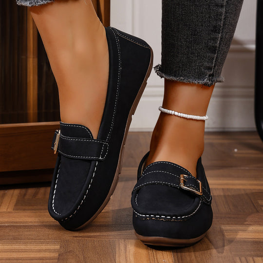 Damen Mokassins mit modischem Schnallen-Design und komfortabler Sohle EB