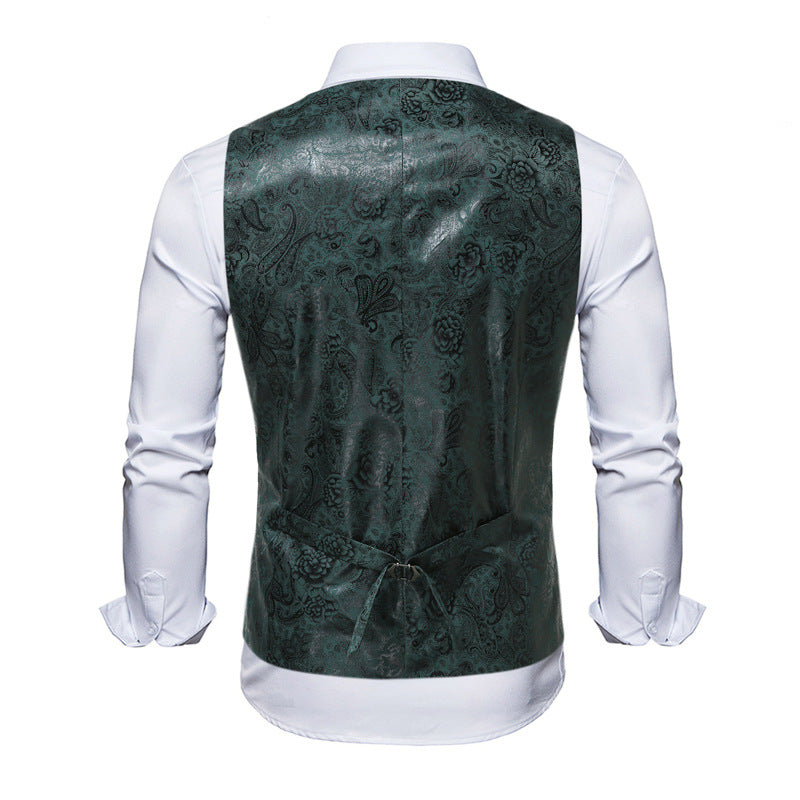 Herren elegante Weste mit floralem Muster und doppelter Knopfreihe EB