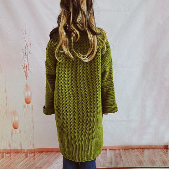 EB | Lange Strickjacke mit Taschen Chunky Strick Weiche und Lässige Silhouette