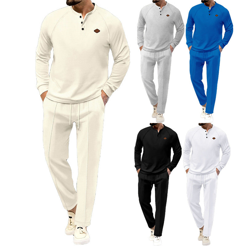 Herren hochwertiger Freizeitanzug mit Knopfleiste und eleganten Taschen EB
