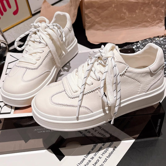 Damen modische Sneakers mit geflochtenem Obermaterial und kontrastierenden Schnürsenkeln EB