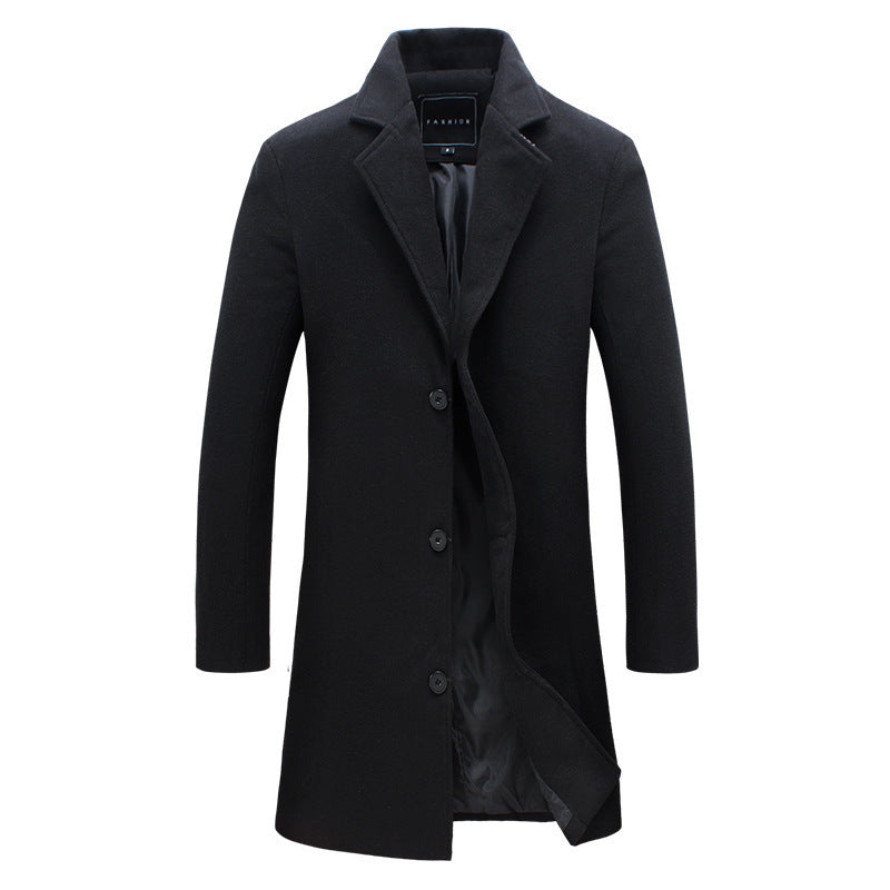 Herren nan schlanker Chesterfield-Mantel mit klassischem Revers, gesteppter Innenfutter und Seitentaschen EB