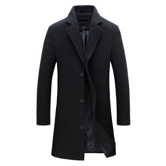 Herren nan schlanker Chesterfield-Mantel mit klassischem Revers, gesteppter Innenfutter und Seitentaschen EB
