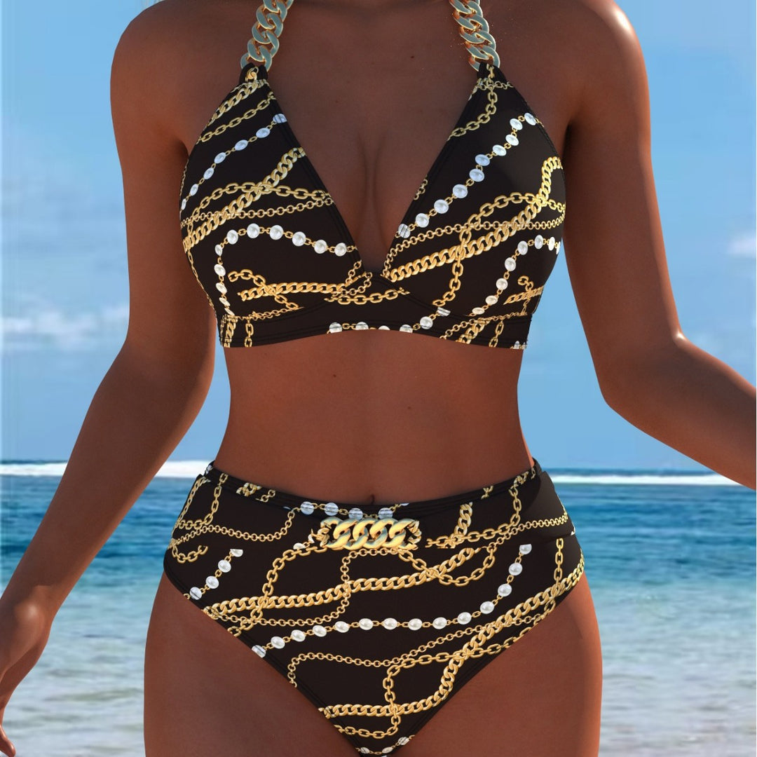 Damen Bikini mit luxuriösem Marmormuster und edlen Details EB