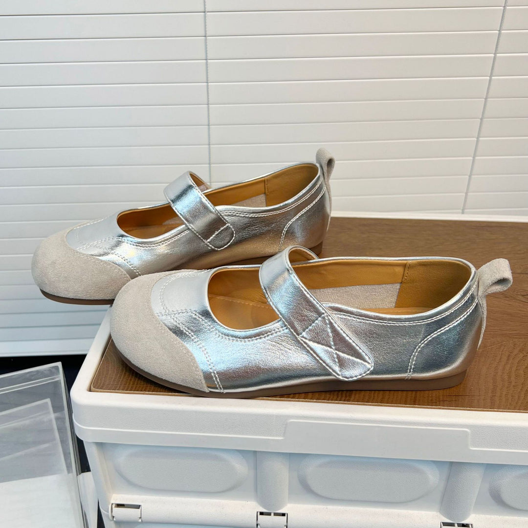 Damen Komfortable Ballerinas mit verstellbarem Riemen und weichem Fußbett EB