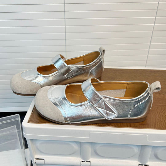 Damen Komfortable Ballerinas mit verstellbarem Riemen und weichem Fußbett EB