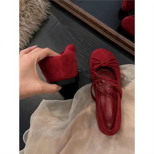 Damen bequeme Ballerinas mit dekorativen Schleifen EB