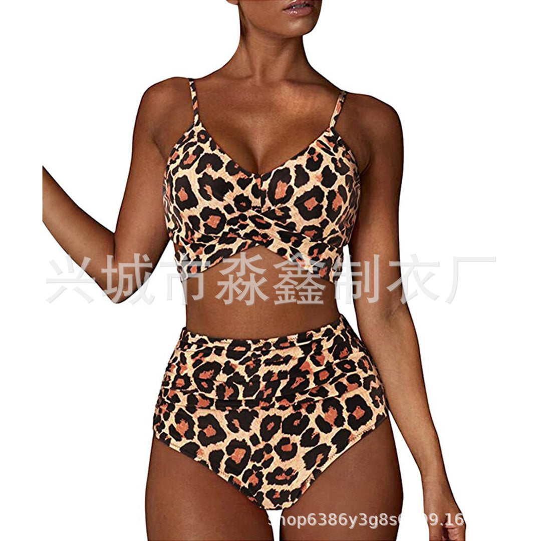 Damen Crop-Top Bikini-Set mit geflochtenem Design EB