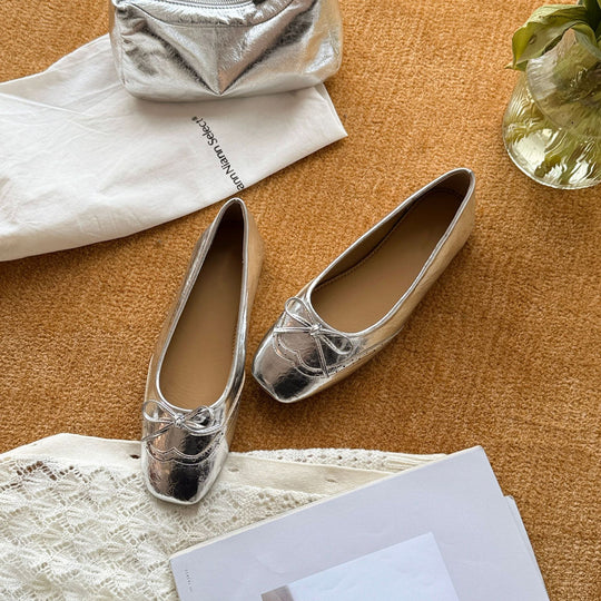 Damen Ballerinas mit eleganten Schleifen und hochwertigem Leder EB