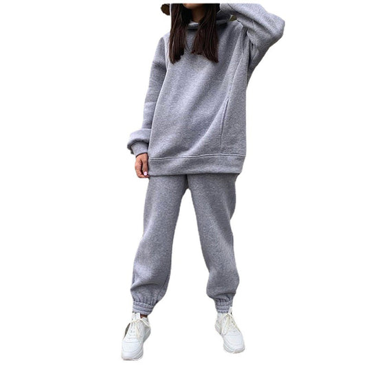 Damen lässiger Jogginganzug mit weichem Material und elastischem Bund EB