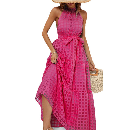 Damen Maxikleid mit elegantem Halterneck und luftigen Rüschen EB