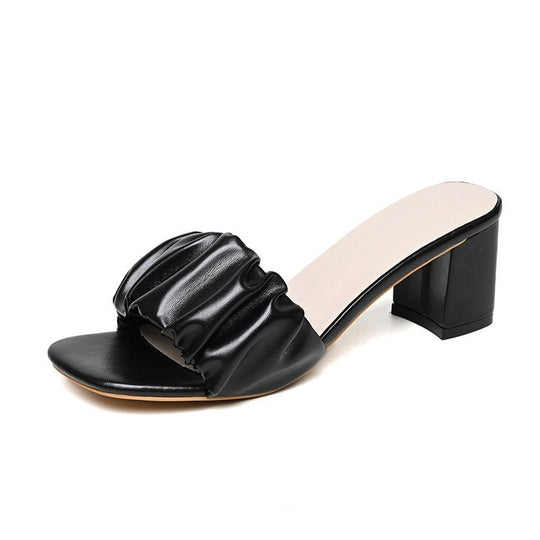 Damen trendige Blockabsatz-Sandalen mit Raffungen EB