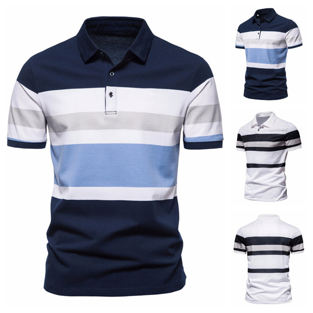 Herren Poloshirt mit modernem Streifenmuster und atmungsaktiver Baumwolle EB
