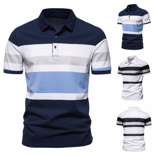 Herren Poloshirt mit modernem Streifenmuster und atmungsaktiver Baumwolle EB
