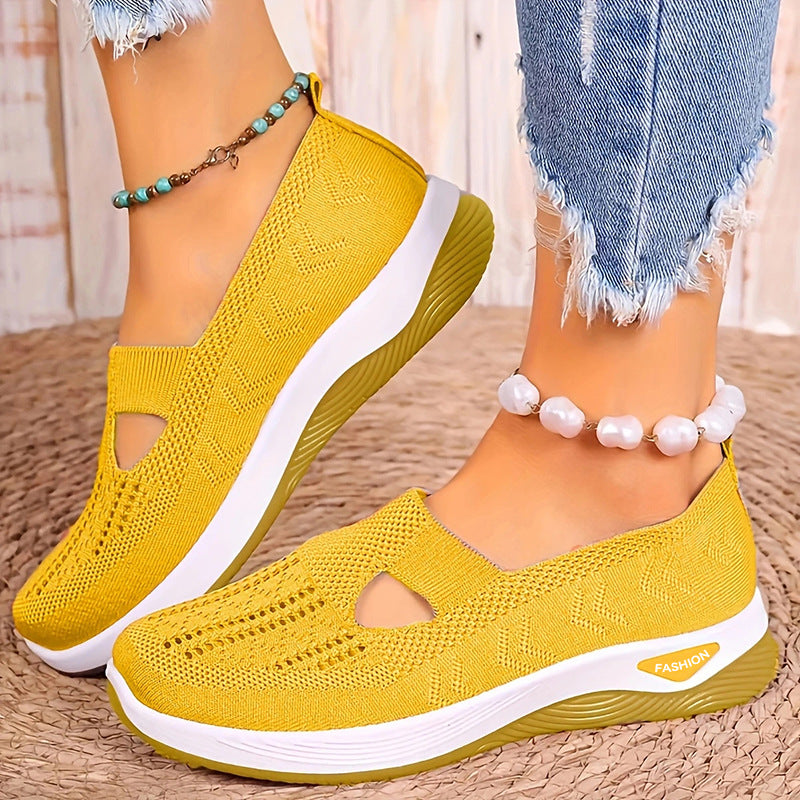 Damen Bequeme Slip-On Sneakers mit atmungsaktiver Netzstruktur EB