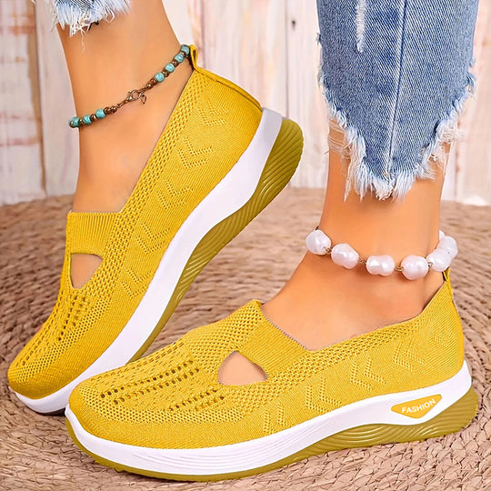 Damen Bequeme Slip-On Sneakers mit atmungsaktiver Netzstruktur EB